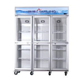 Hohe Leistungsfähigkeits-Werbung 6 Glas-Tür-Kühlschrank-Ventilator, der Doppelkompressor abkühlt