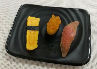 Japanisch-ähnliche rechteckige Sushi überziehen schwarzes Melamin-Essgeschirr-Gewicht 264g