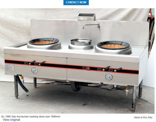 Gasherd mit zwei Brennern, Größe 1700 mm